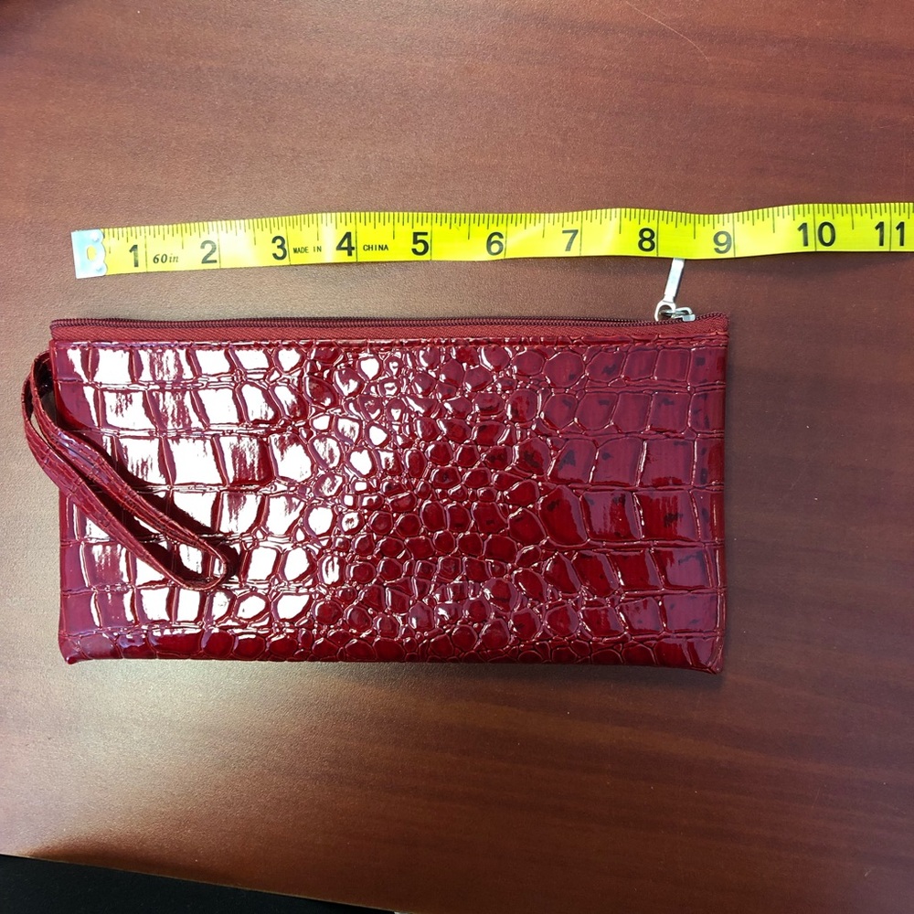 Red wallet alligator skin faux